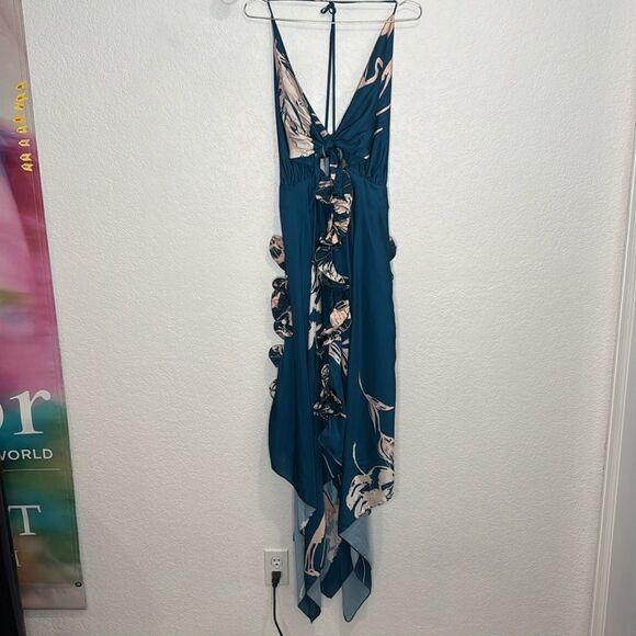 NWT PRAIA PR Bellagio 17191 Maxi Dress Large Green Pink Floral - Picture 2 of 14